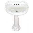 Mexican Talavera Pedestal Sink  Roman Style Pure White 